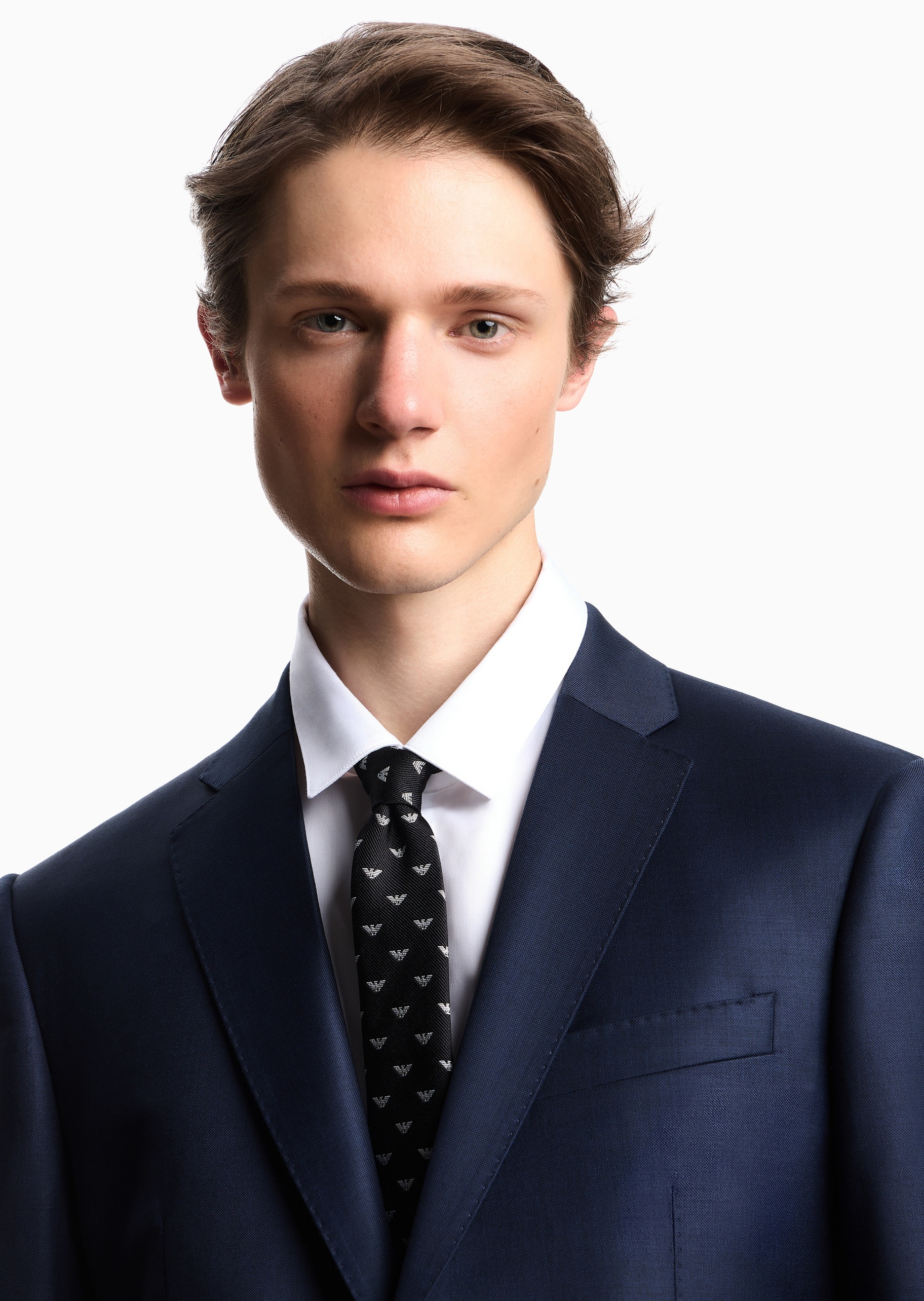 Emporio Armani 男士桑蚕丝箭头型通体鹰标提花领带