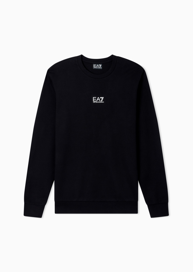 EA7 男士短款运动风合身毛圈重磅套头卫衣