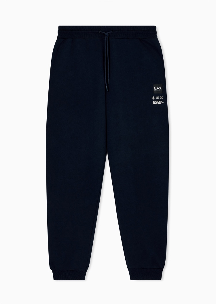 EA7 男士宽松纯棉束脚微弹户外健身训练运动卫裤