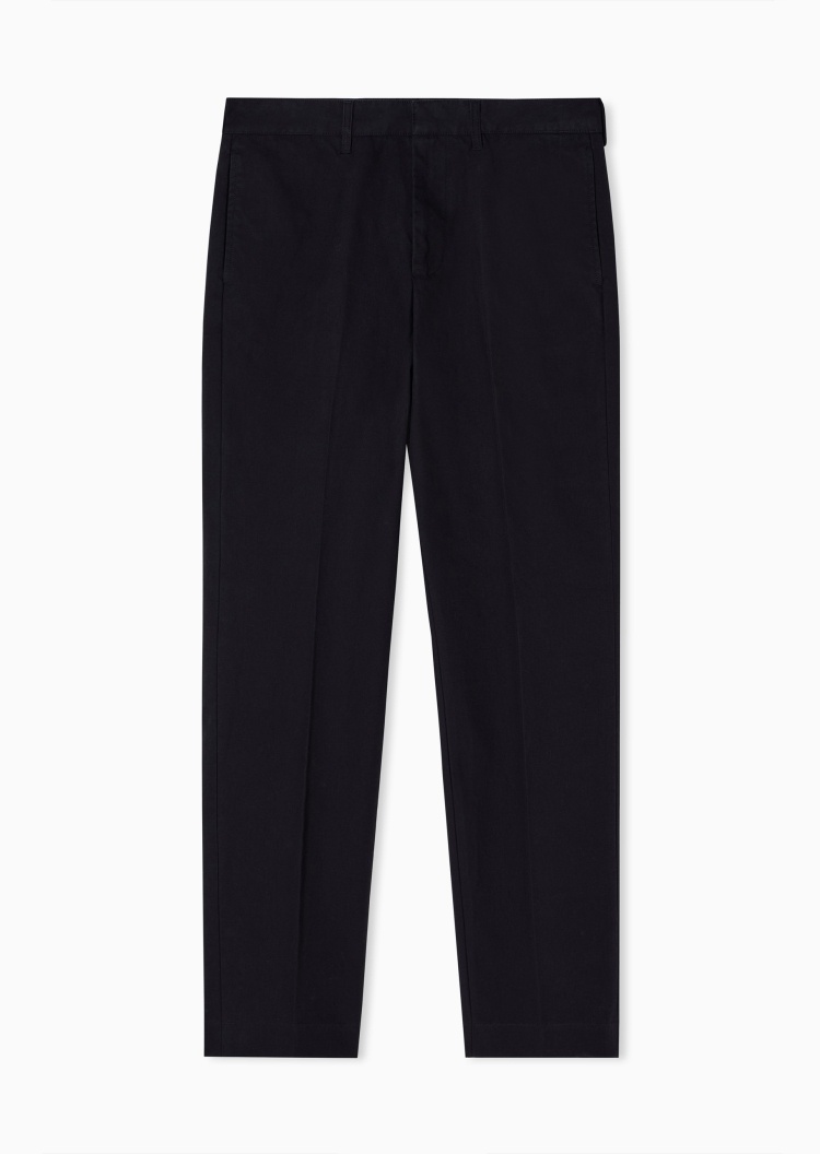 Emporio Armani 男士全棉合身长款直筒纯色休闲裤