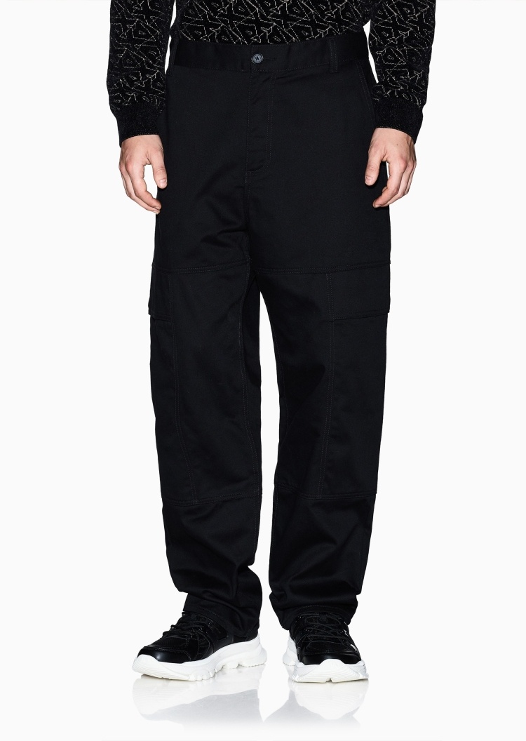 ARMANI EXCHANGE 男士全棉宽松长款直筒纯色工装裤 