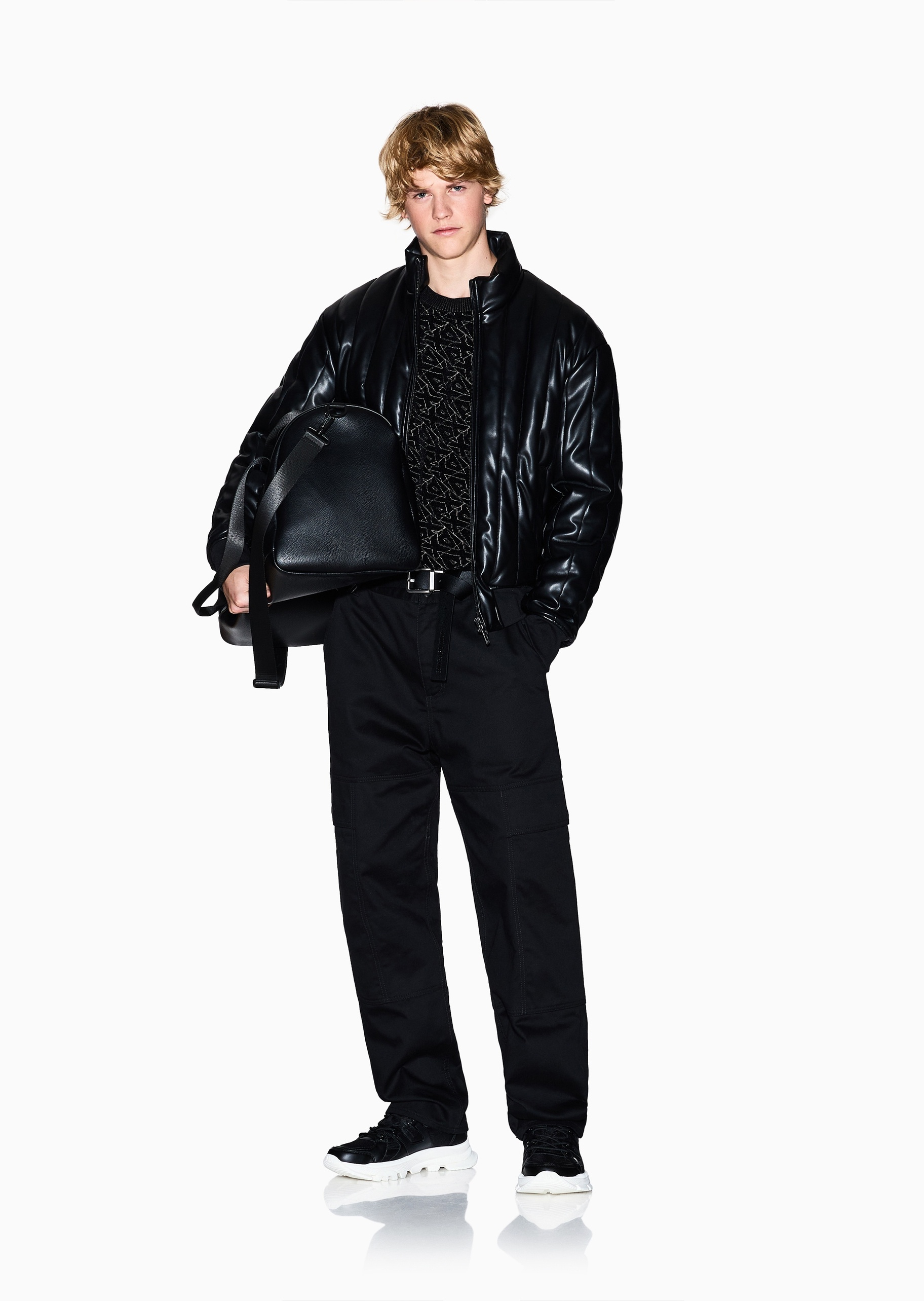 ARMANI EXCHANGE 男士全棉宽松长款直筒纯色工装裤 