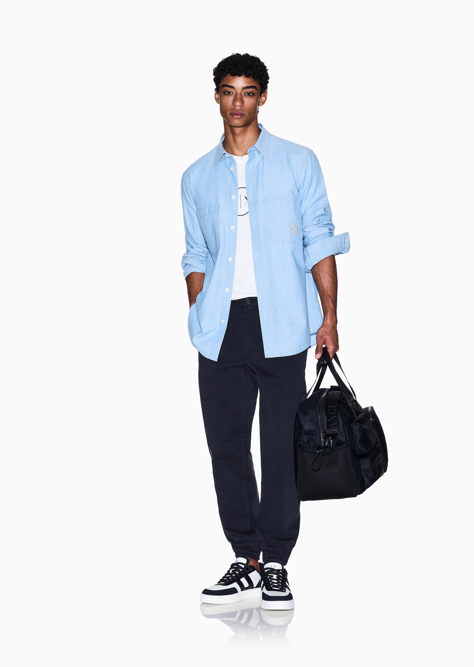 ARMANI EXCHANGE 男士纯棉微弹宽松长款锥形束脚休闲裤