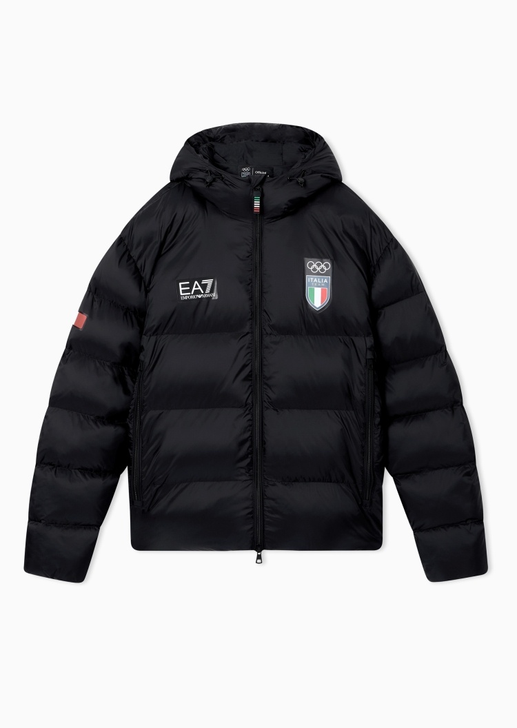 EA7 男士短款连帽加厚户外滑雪运动棉服