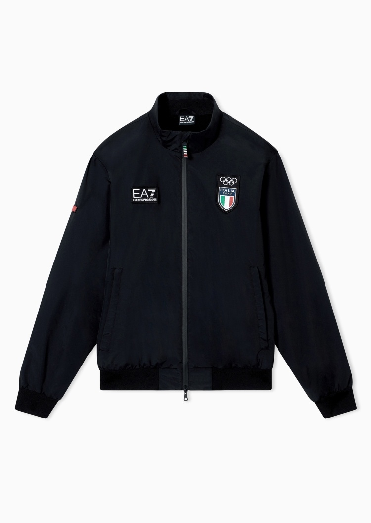 EA7 女士短款立领轻薄拉链运动户外棉服