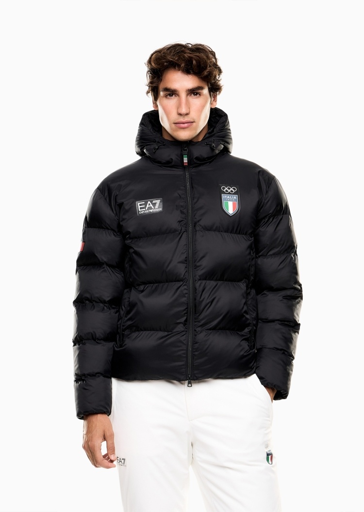 EA7 男士短款连帽加厚户外滑雪运动棉服
