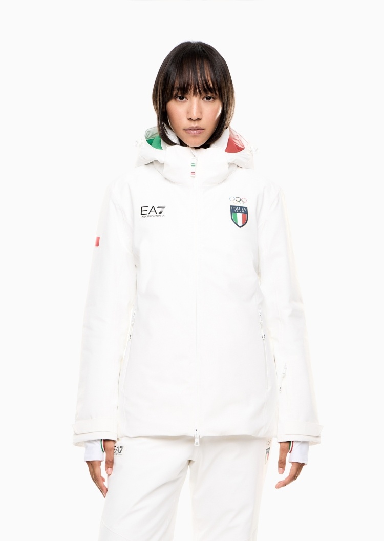 EA7 女士长袖连帽直身运动户外滑雪棉服