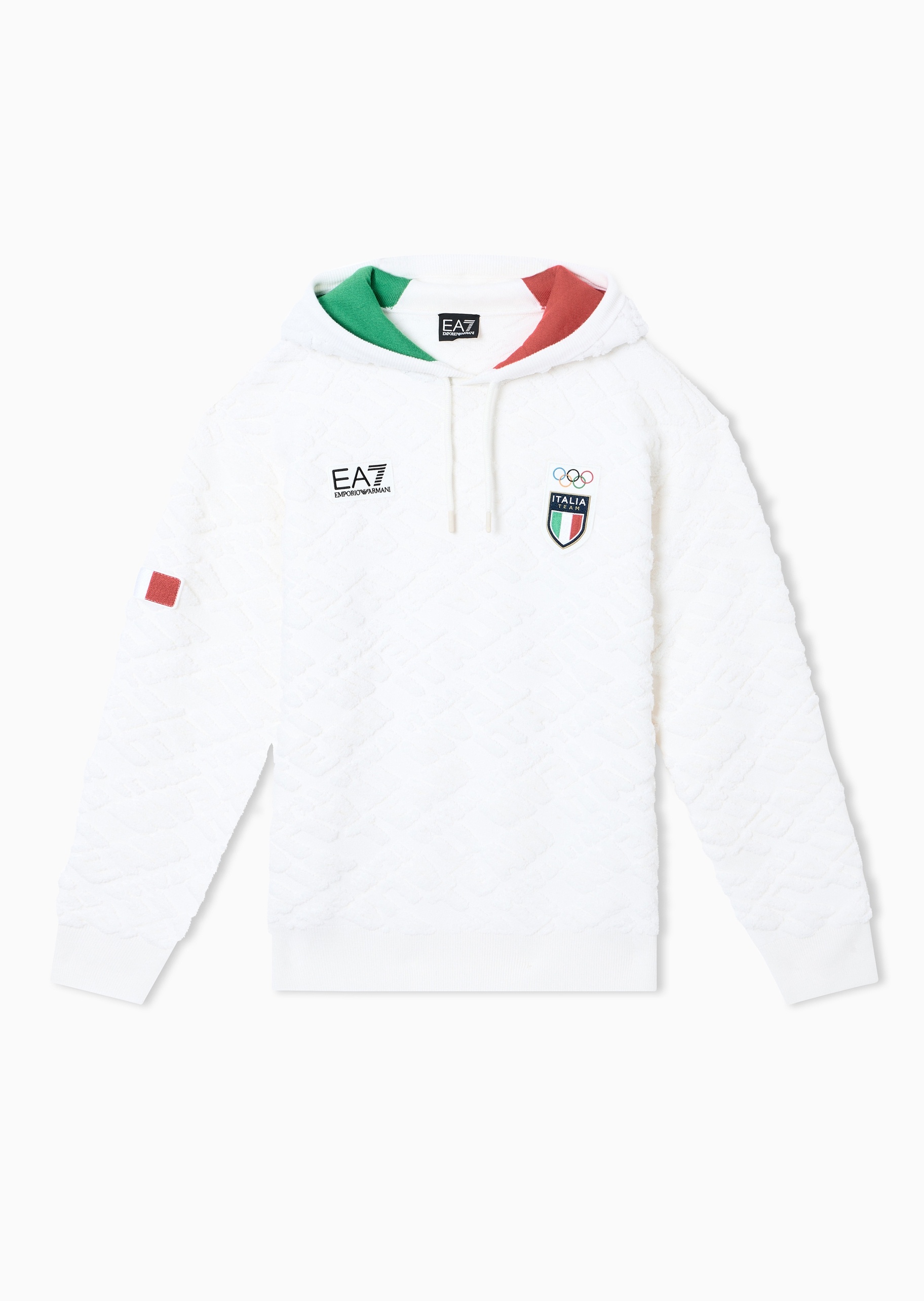 EA7 男士绵羊毛宽松长袖连帽运动训练卫衣