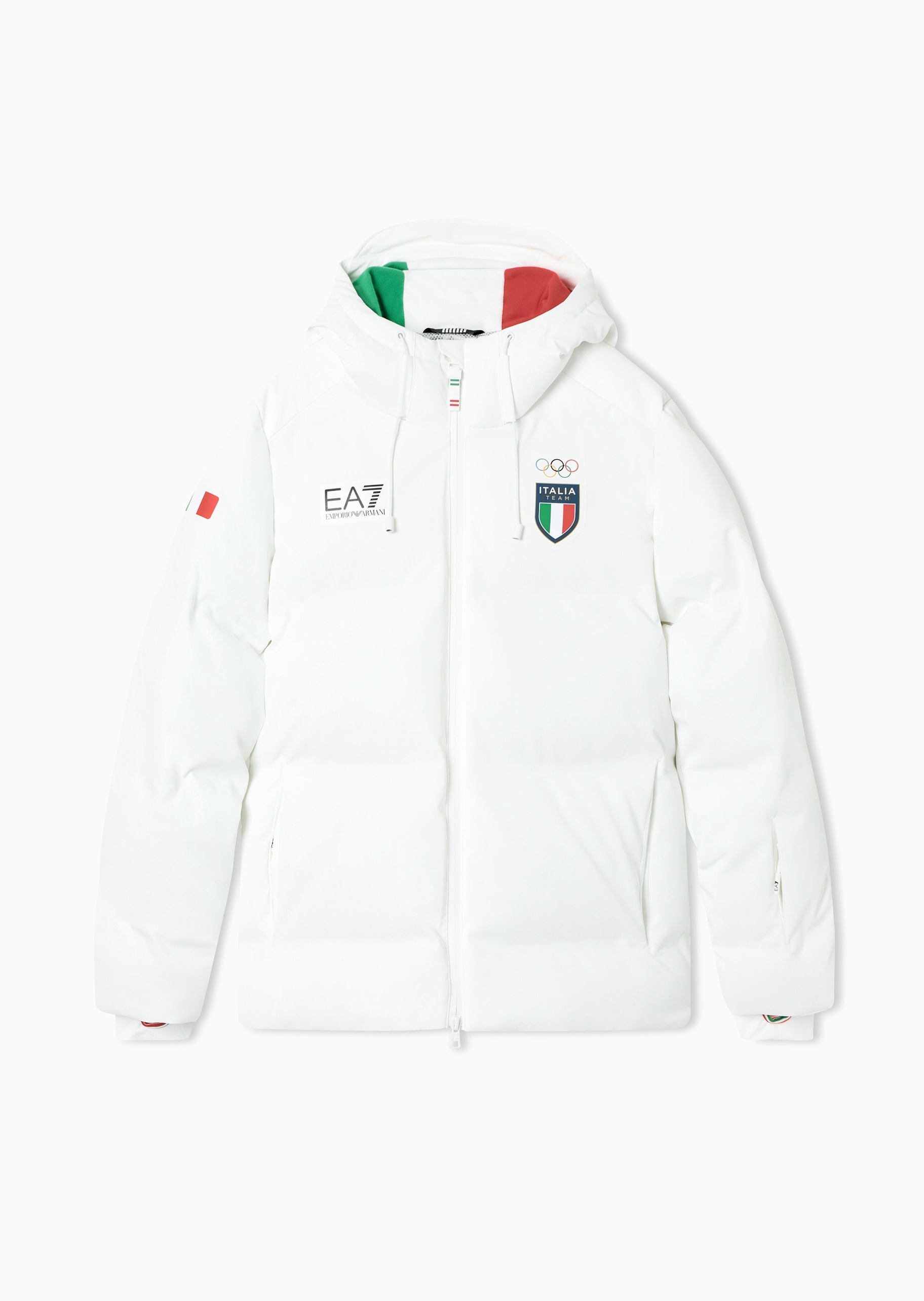 EA7 女士长袖连帽撞色运动户外滑雪棉服