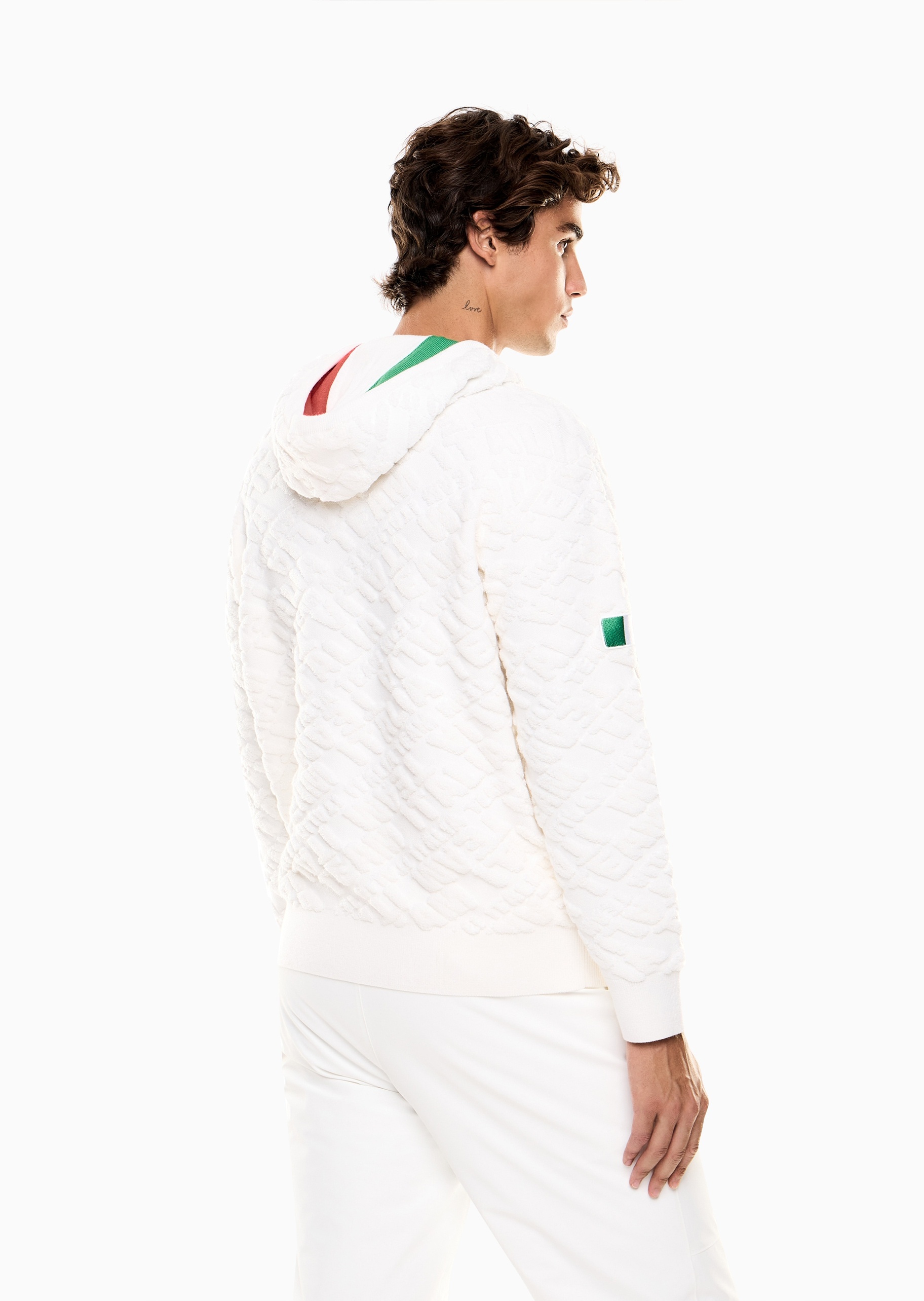 EA7 男士绵羊毛宽松长袖连帽运动训练卫衣