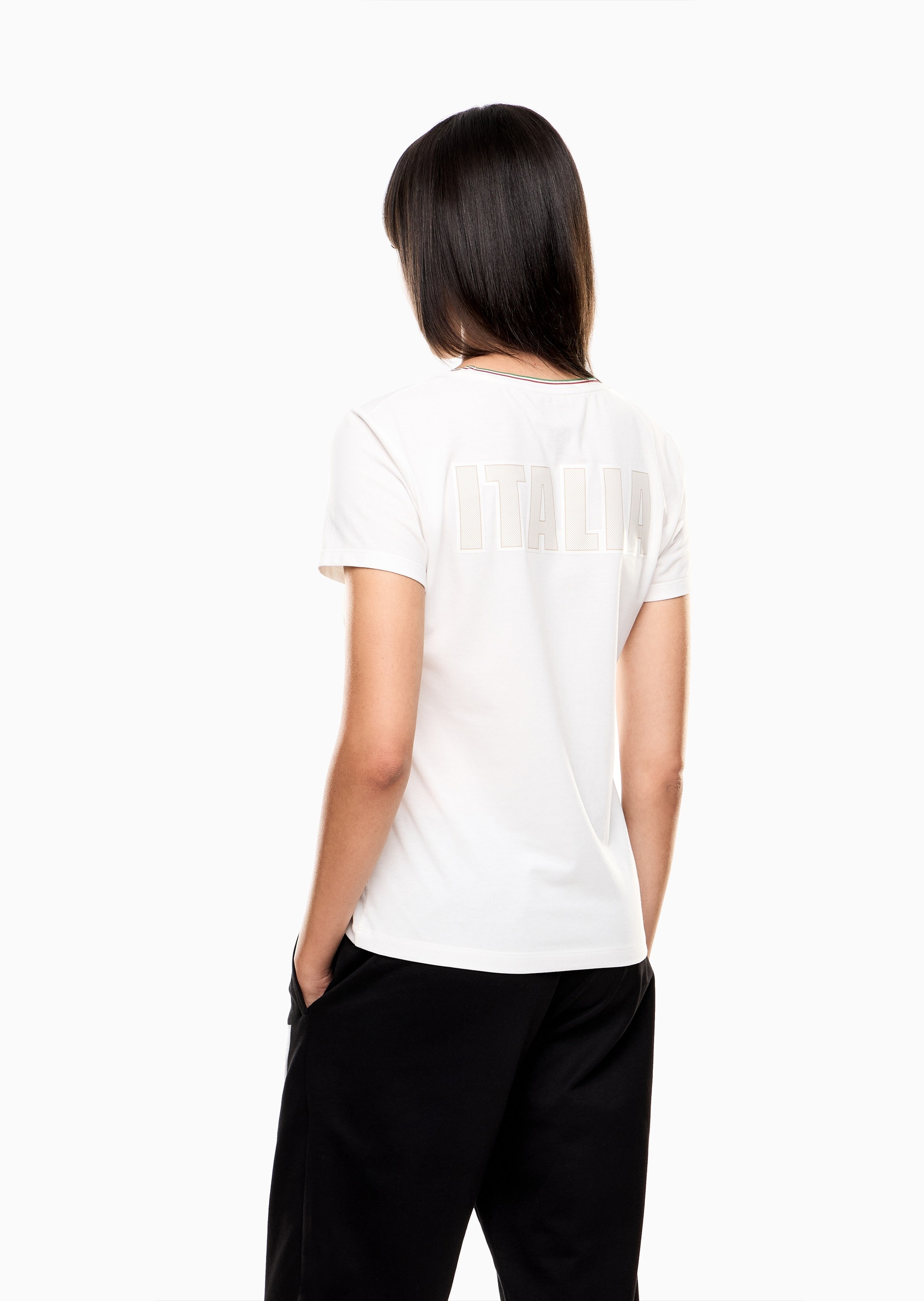 EA7 女士弹力修身短袖圆领运动训练T恤