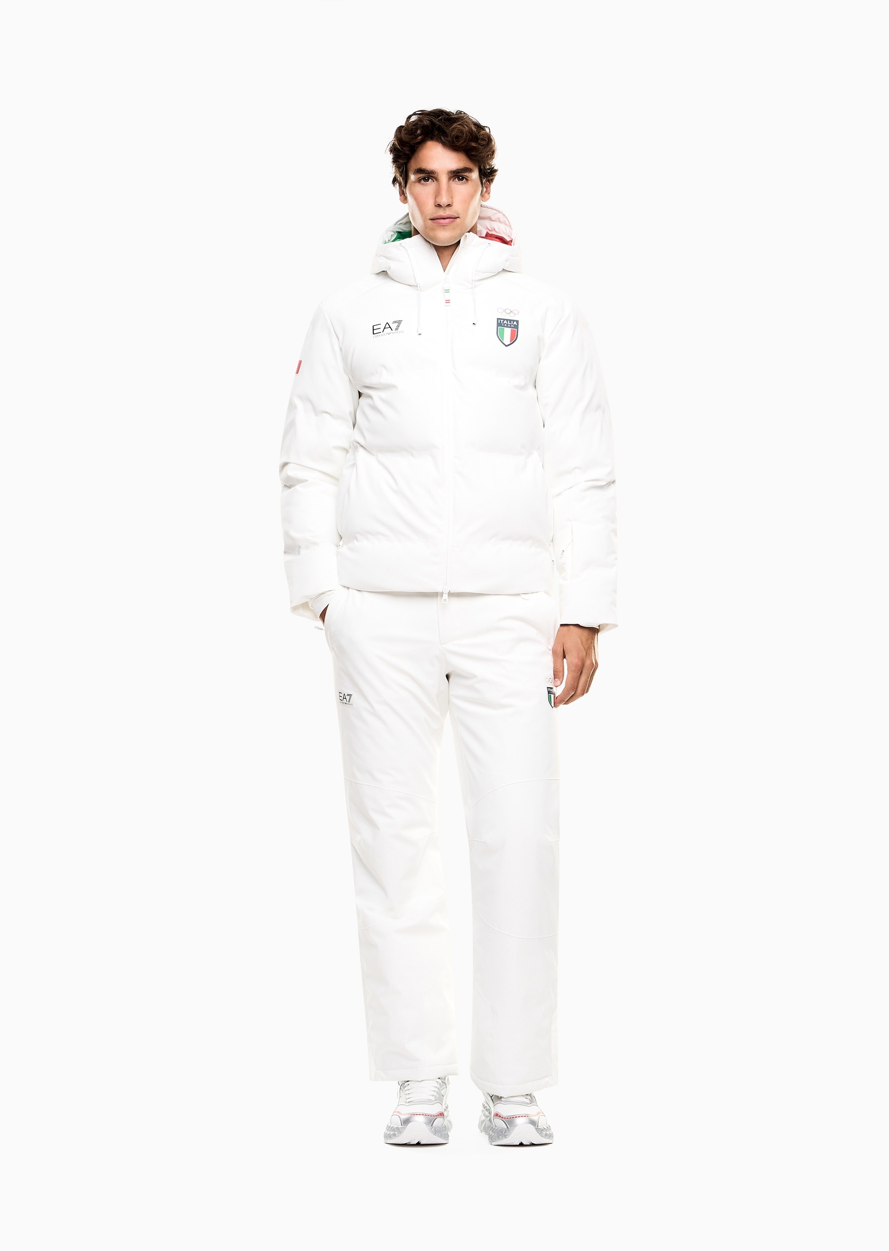 EA7 男士合身长袖连帽户外运动滑雪棉服