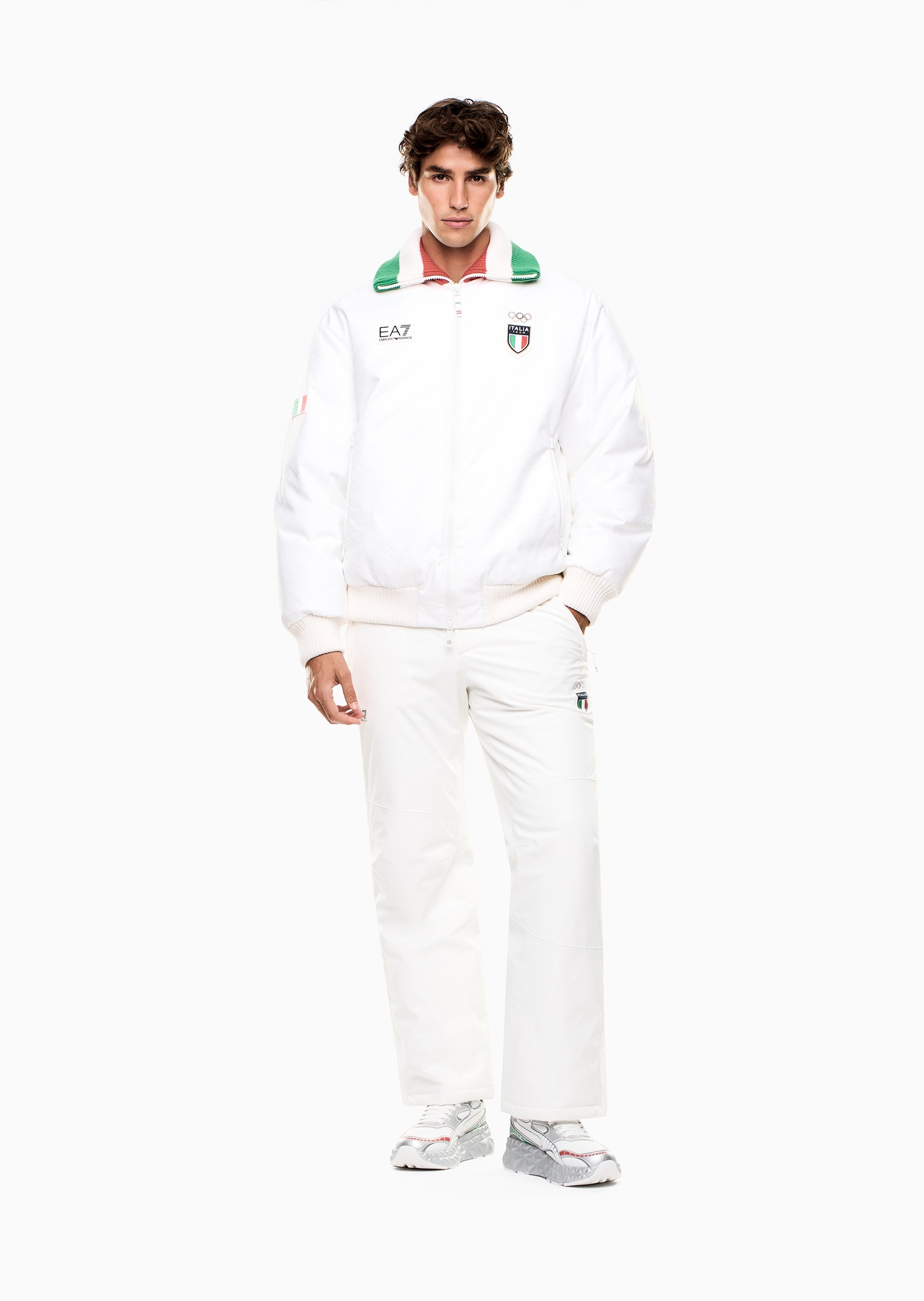 EA7 男士合身长袖翻领户外运动滑雪棉服