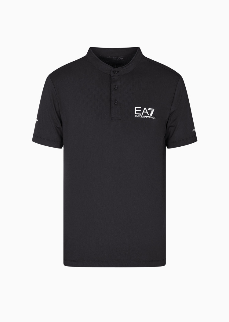 EA7 男士修身短袖立领网球健身训练Polo衫