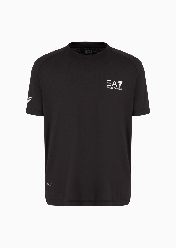 EA7 男士合身短袖圆领插肩网球健身训练T恤