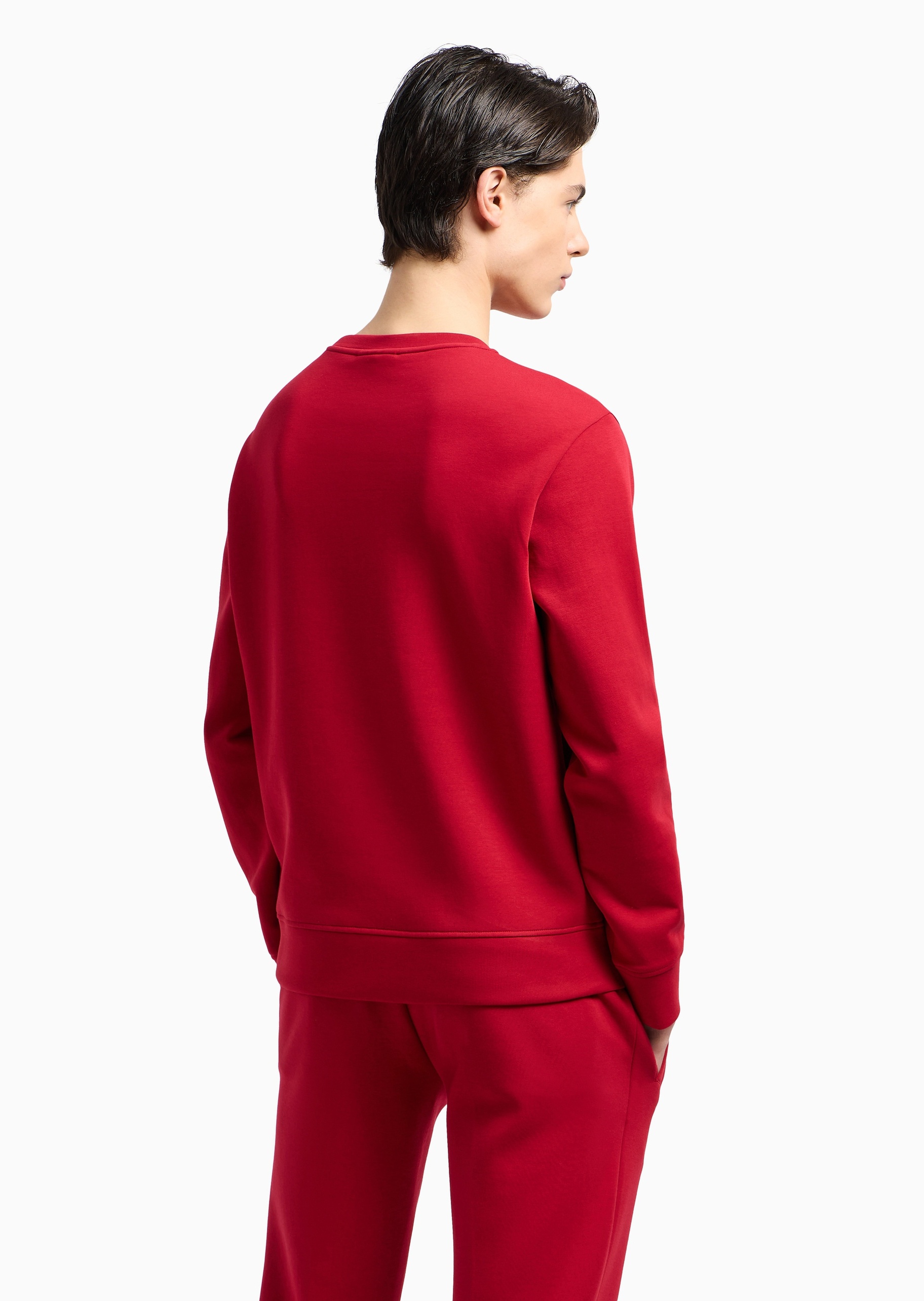 Emporio Armani 男士棉质弹力合身长袖圆领刺绣卫衣