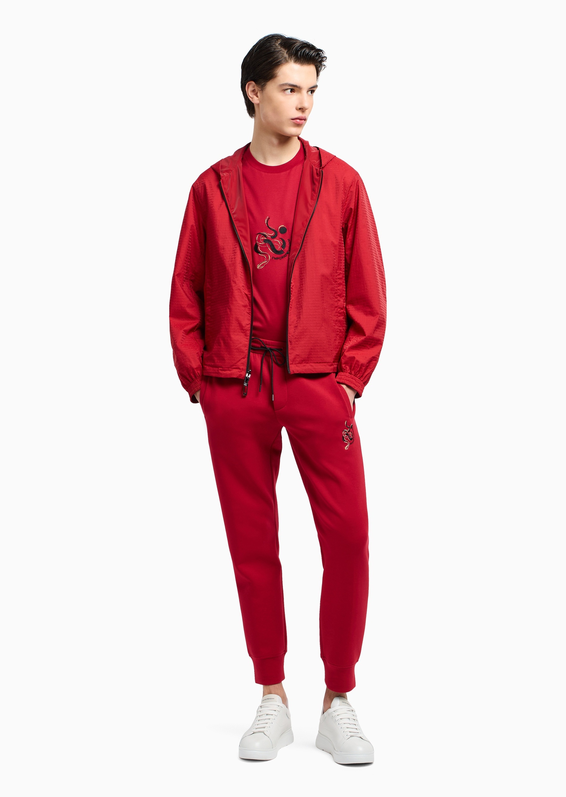 Emporio Armani 蛇年限定男士莱赛尔圆领刺绣T恤