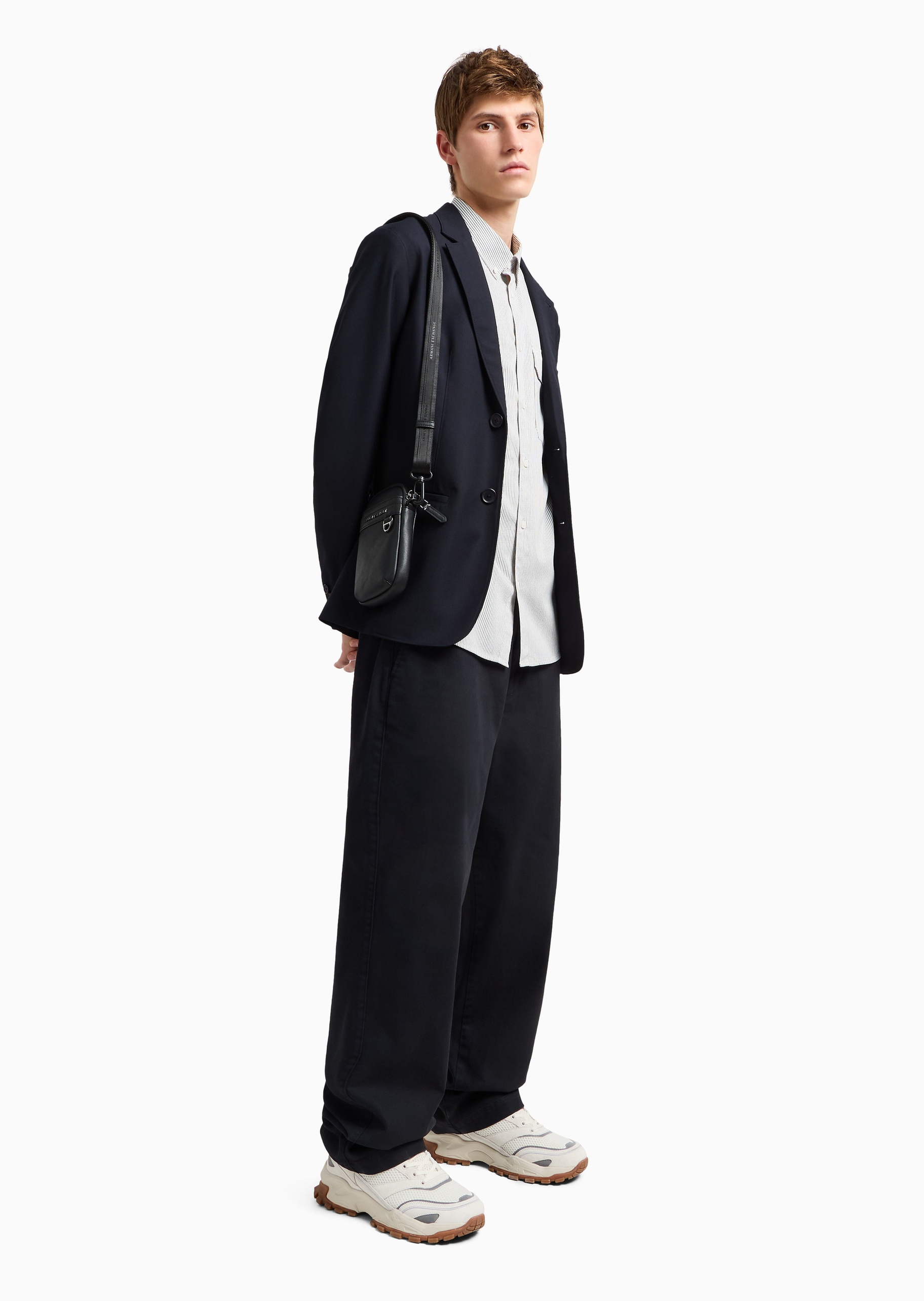 ARMANI EXCHANGE 男士纯棉微弹宽松长款直筒纯色简约休闲裤