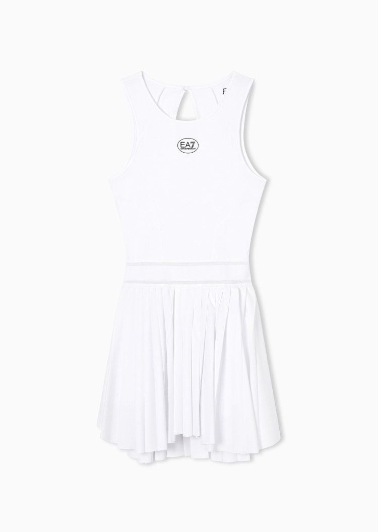 EA7 女士无袖短款圆领配打底裤百褶网球连衣裙
