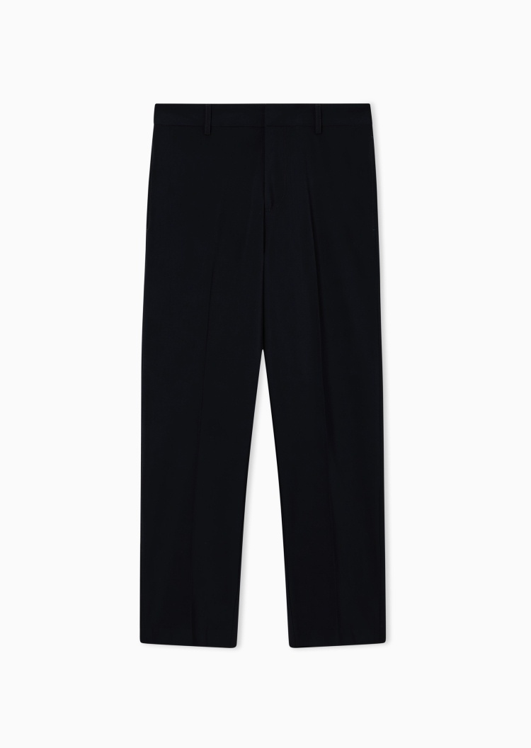 Emporio Armani 男士宽松长款直筒纯色商务休闲裤