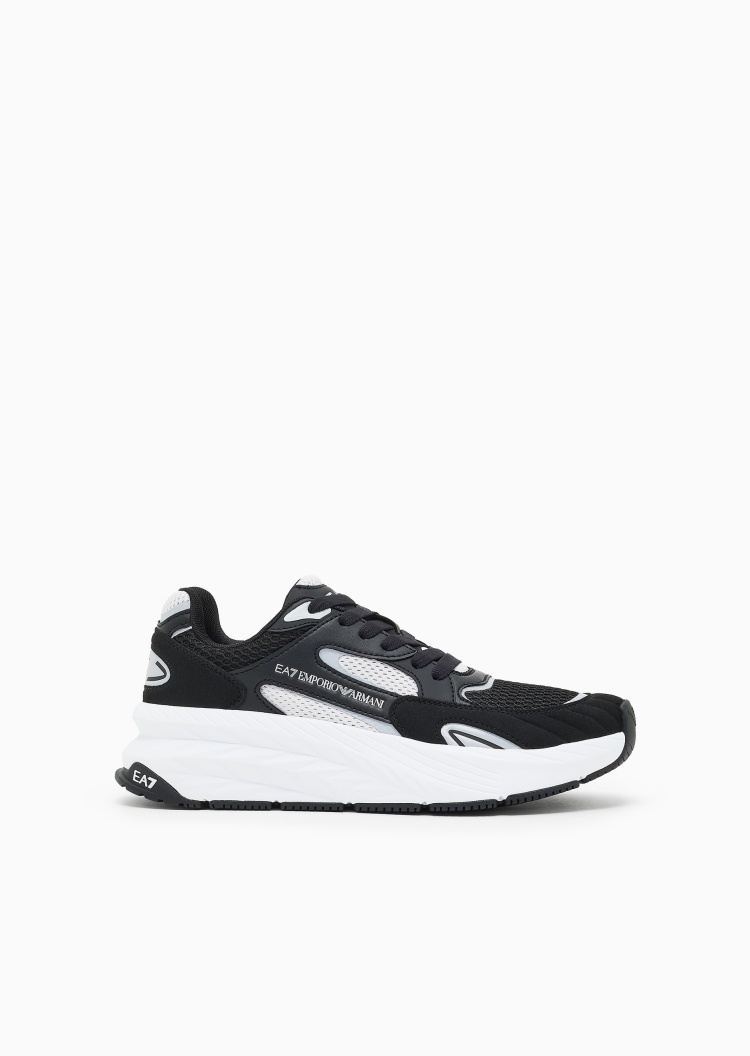 EA7 男女同款系带低帮厚底网面休闲运动鞋