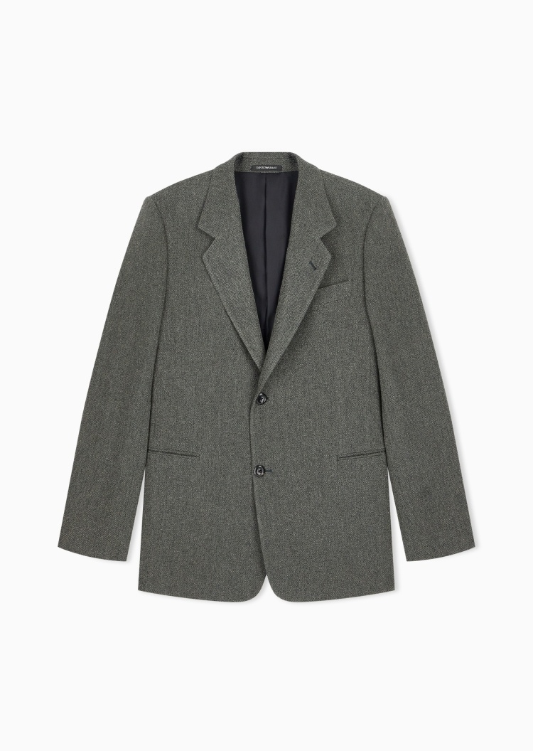 Emporio Armani 男士羊毛混纺平驳领绅士风商务正装西服