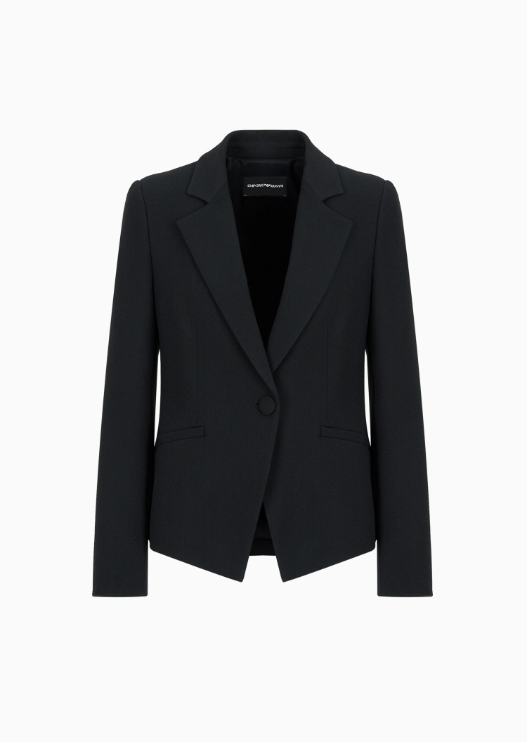 Emporio Armani 女士修身长袖短款平驳领西装外套