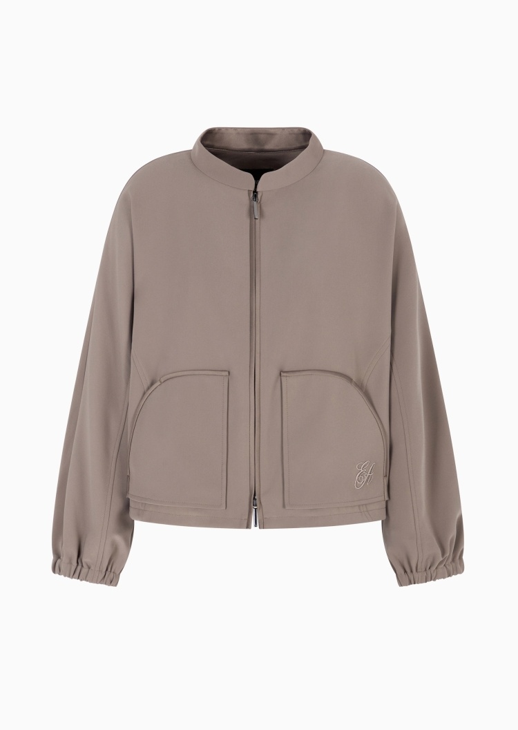 Emporio Armani 女士短款小立领全拉链标识刺绣夹克