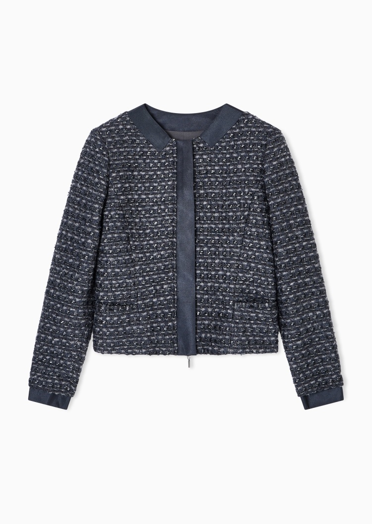 Emporio Armani 女士圆领合身肌理感西装西服外套