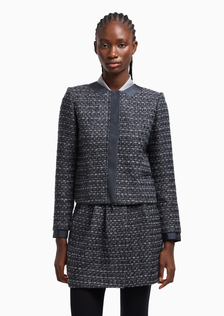 Emporio Armani 女士圆领合身肌理感西装西服外套