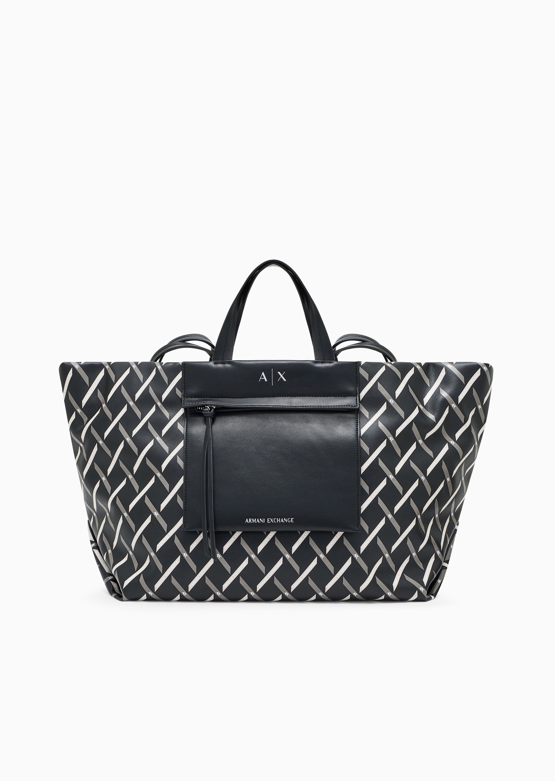 ARMANI EXCHANGE 女士大容量磁扣交织印花手提单肩托特包