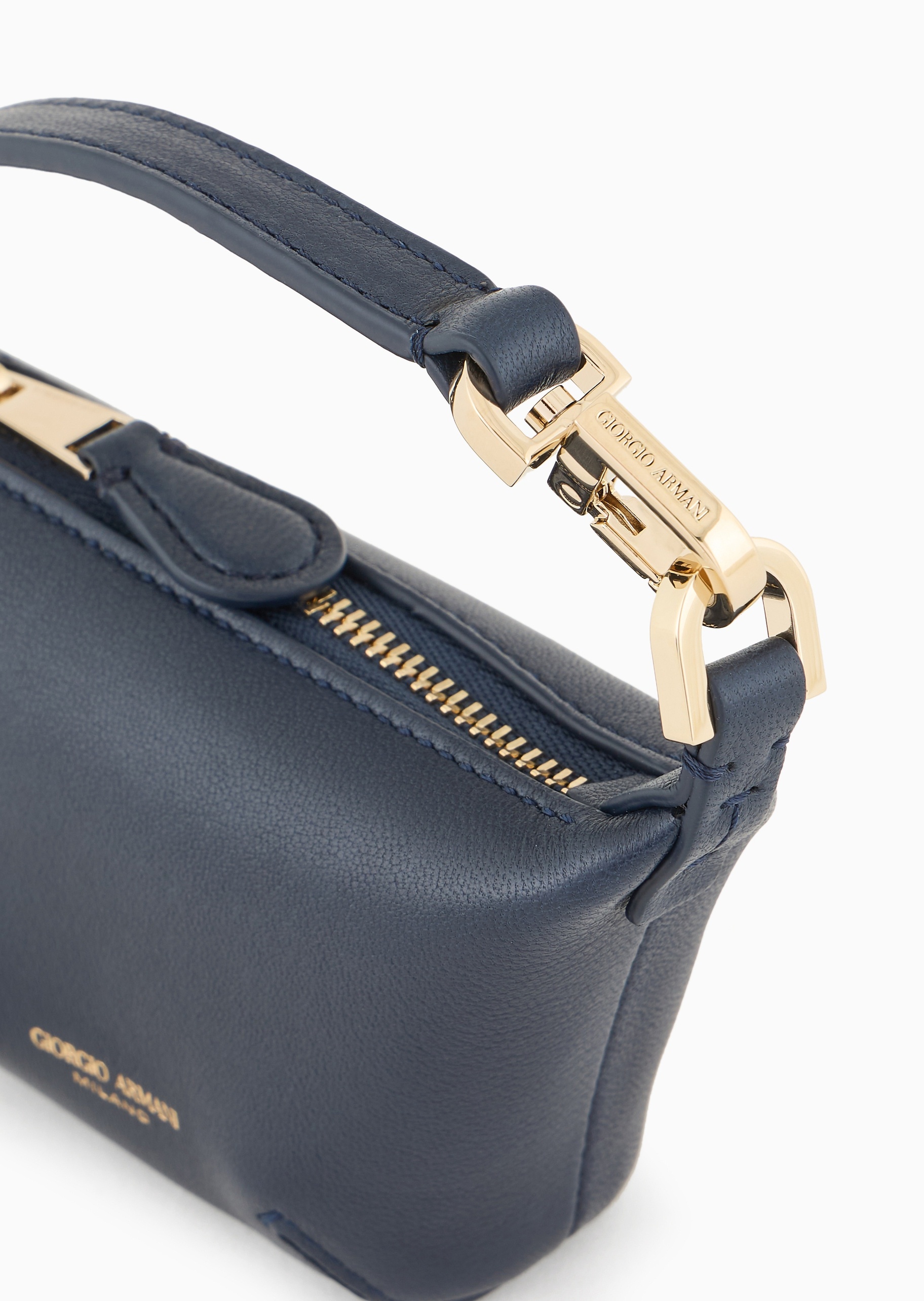 Giorgio Armani 女士羊皮革拉链经典LOGO手提迷你包