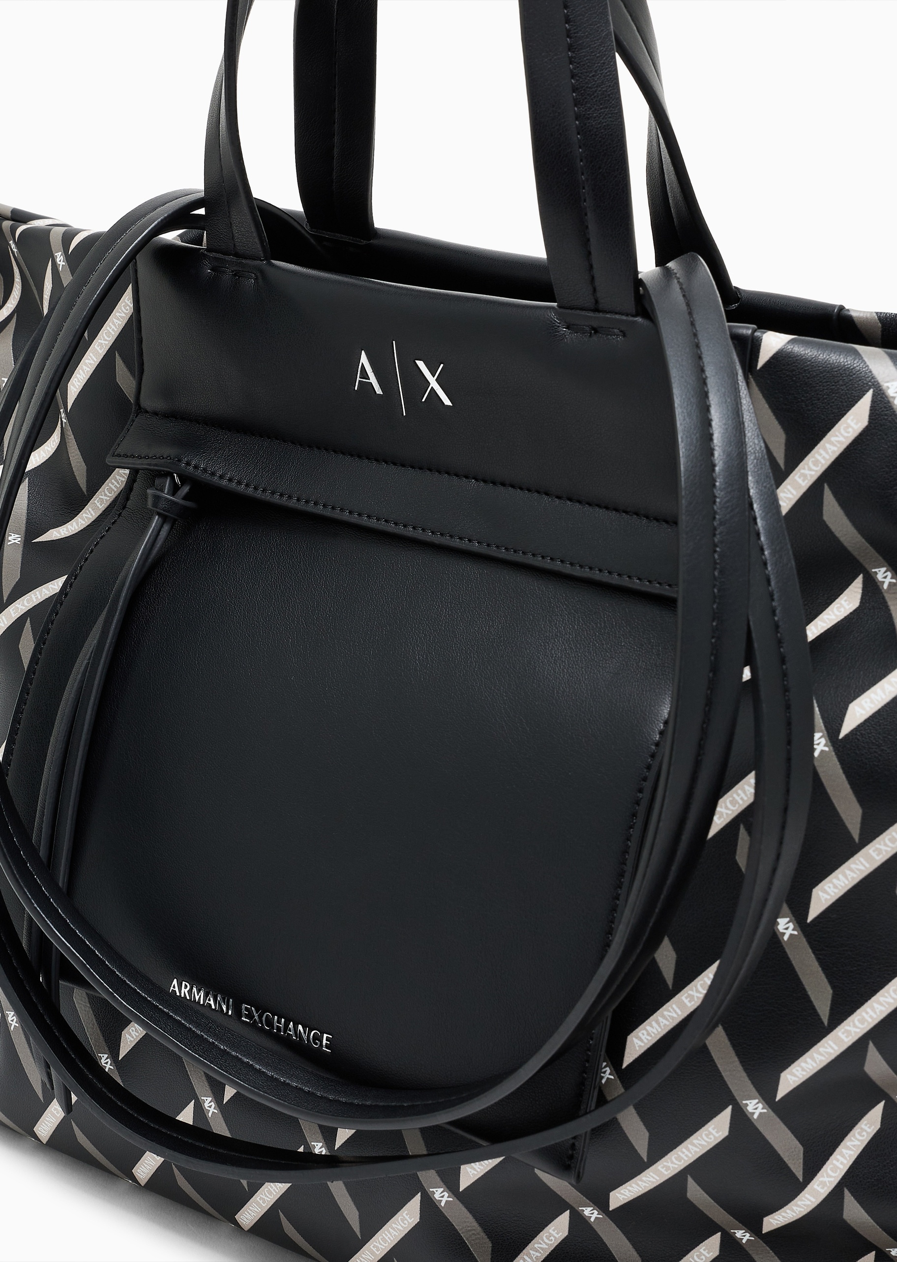 ARMANI EXCHANGE 女士大容量磁扣交织印花手提单肩托特包