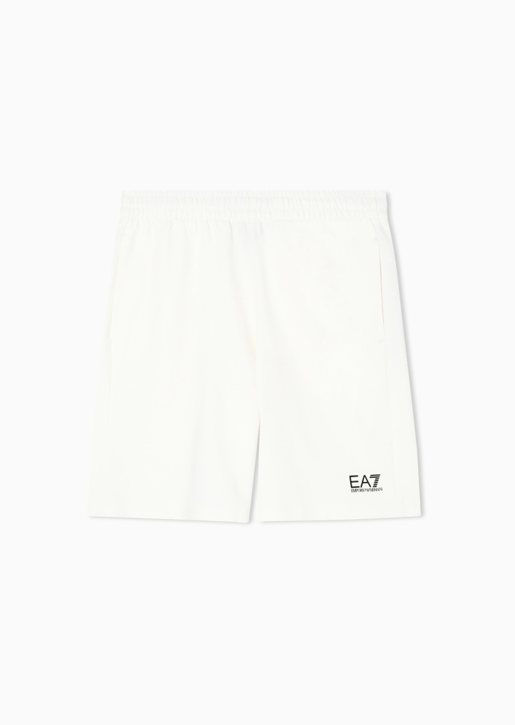 EA7 男士纯棉松紧腰直筒户外健身训练短裤