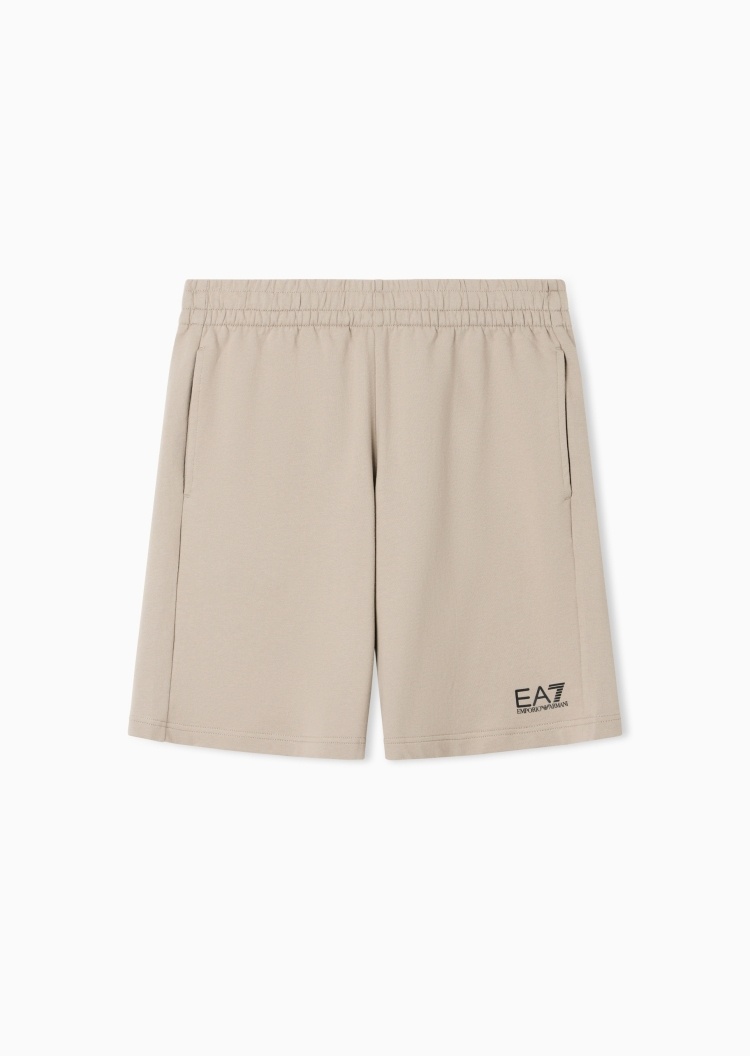 EA7 男士纯棉松紧腰直筒户外健身训练短裤