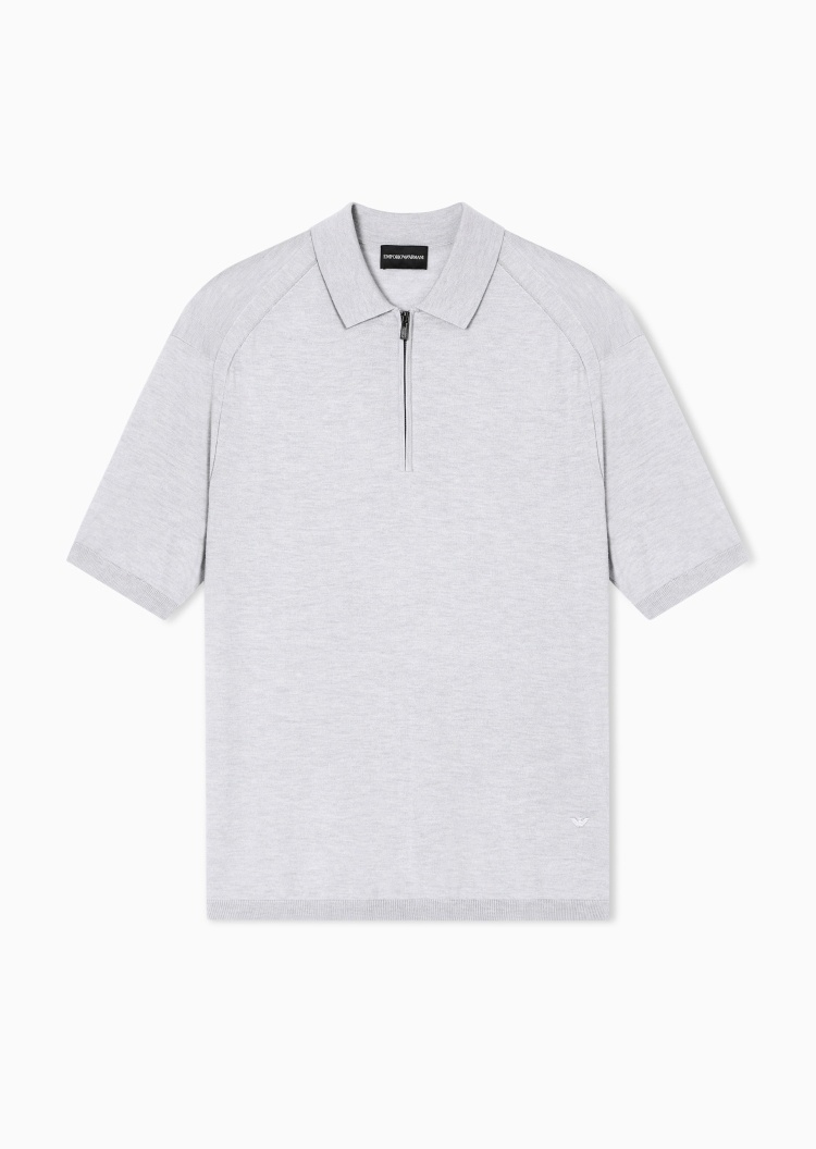 Emporio Armani 男士Polo领翻领商务半拉链针织毛衣