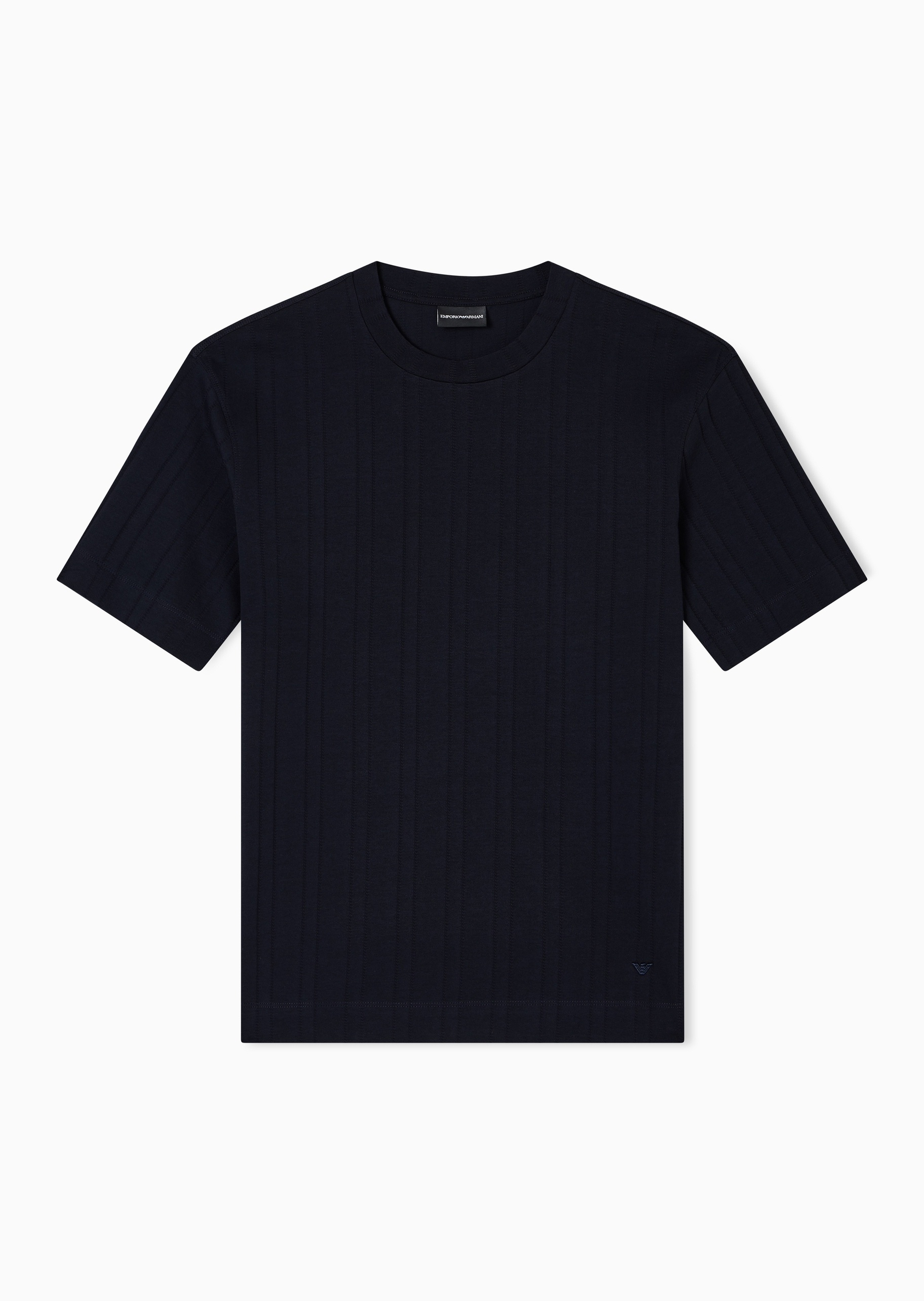 Emporio Armani 男士全棉宽松短袖圆领纯色提花T恤衫