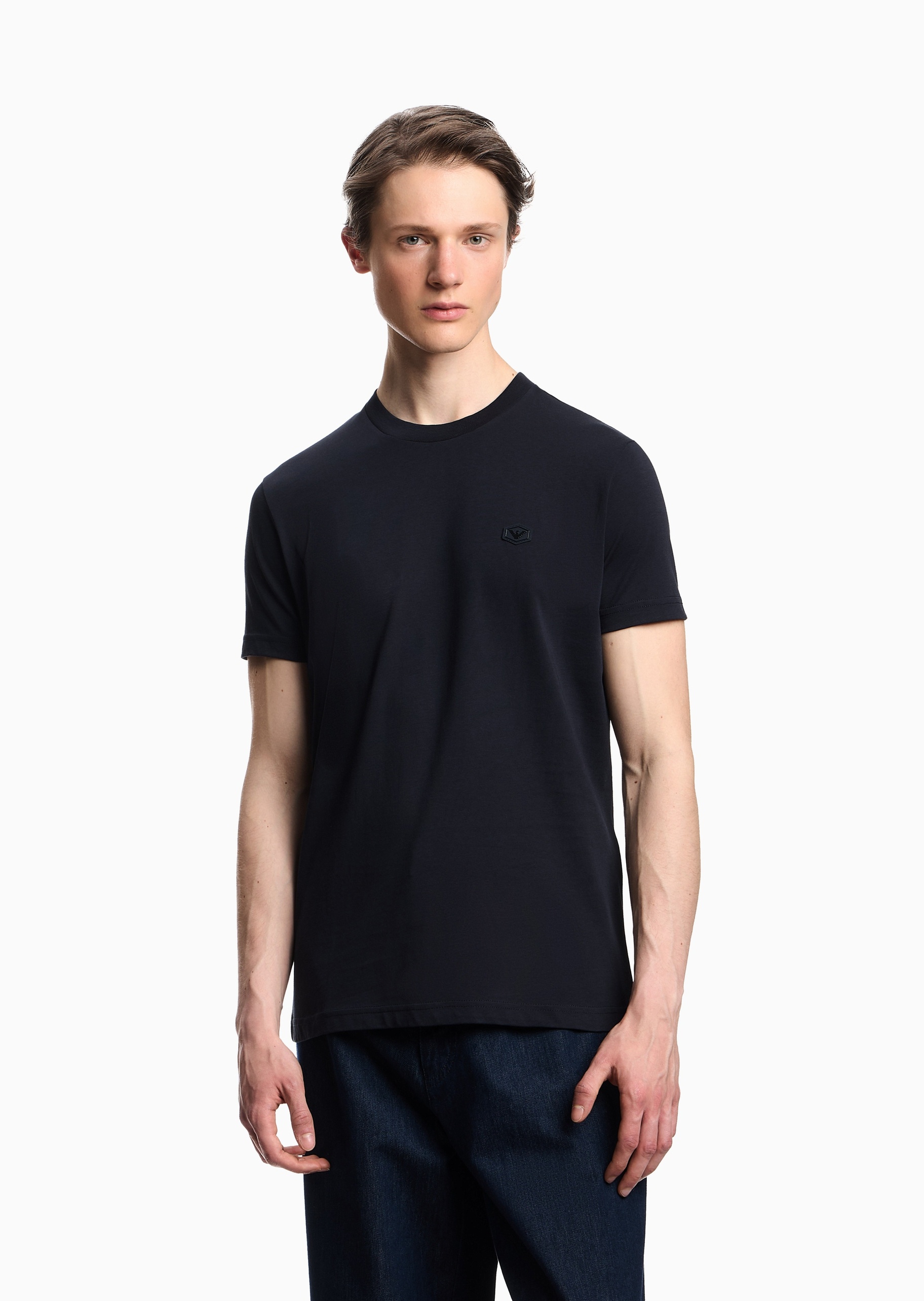 Emporio Armani 男士全棉修身短袖圆领正肩纯色T恤