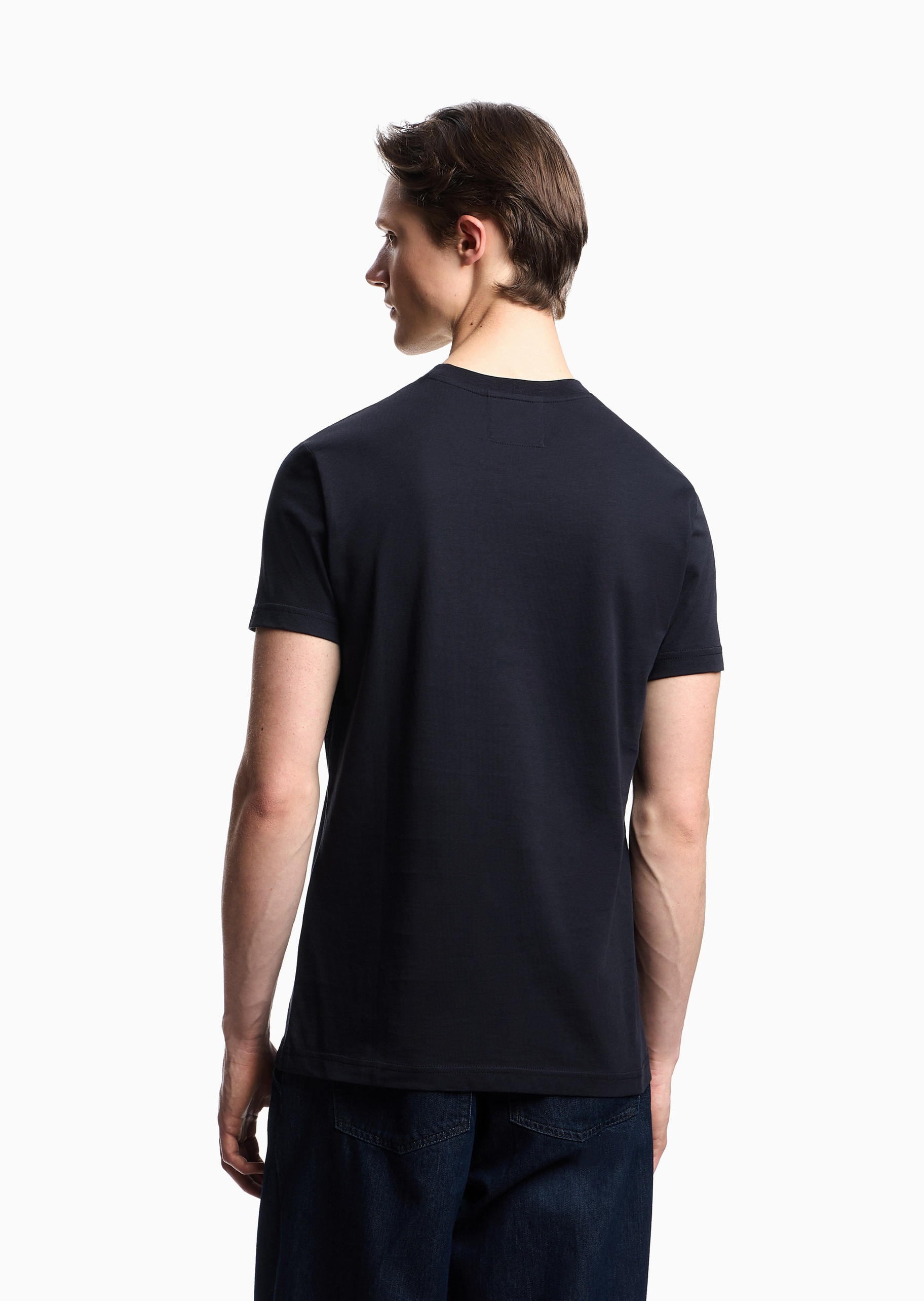 Emporio Armani 男士全棉修身短袖圆领正肩纯色T恤
