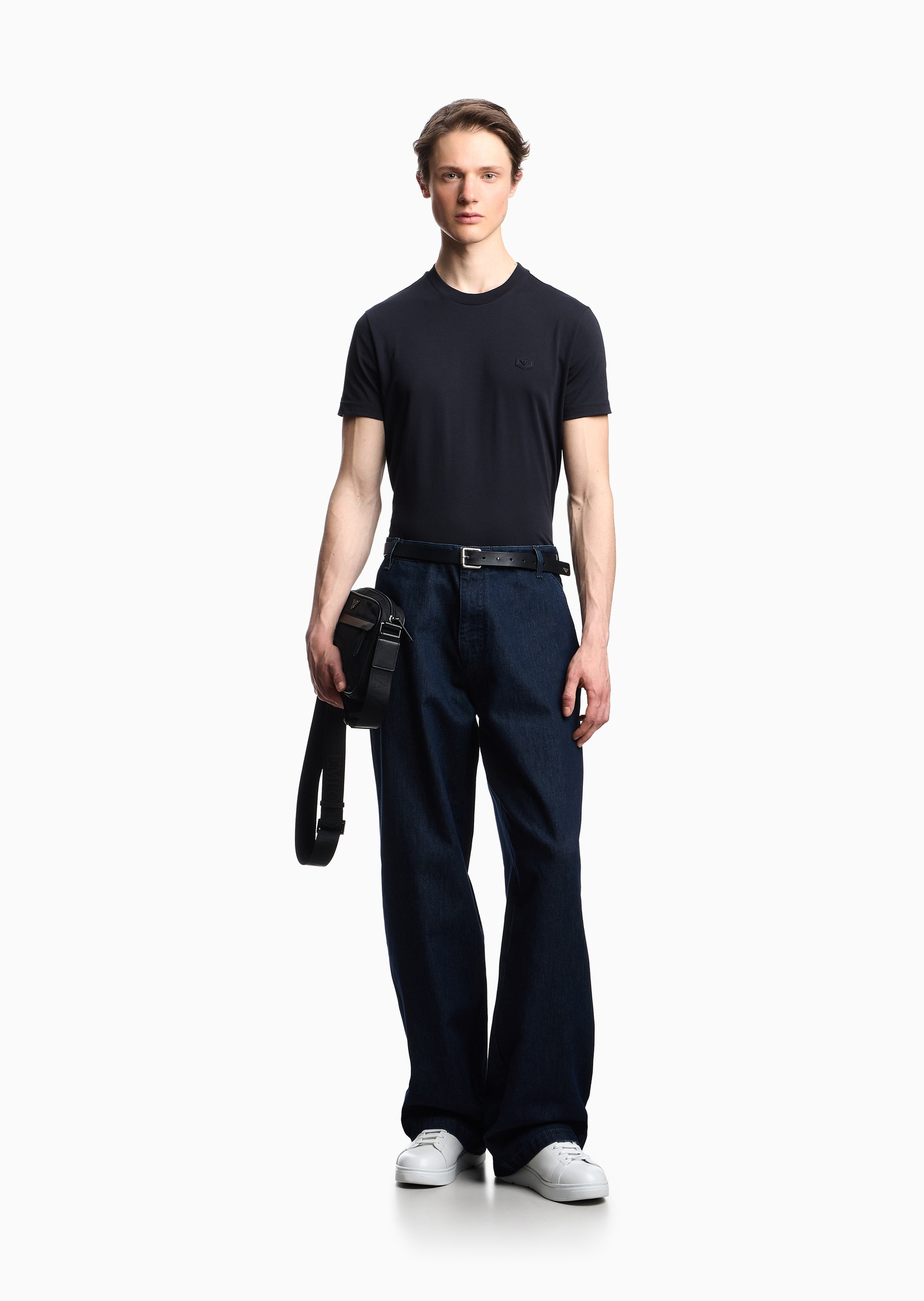 Emporio Armani 男士全棉修身短袖圆领正肩纯色T恤