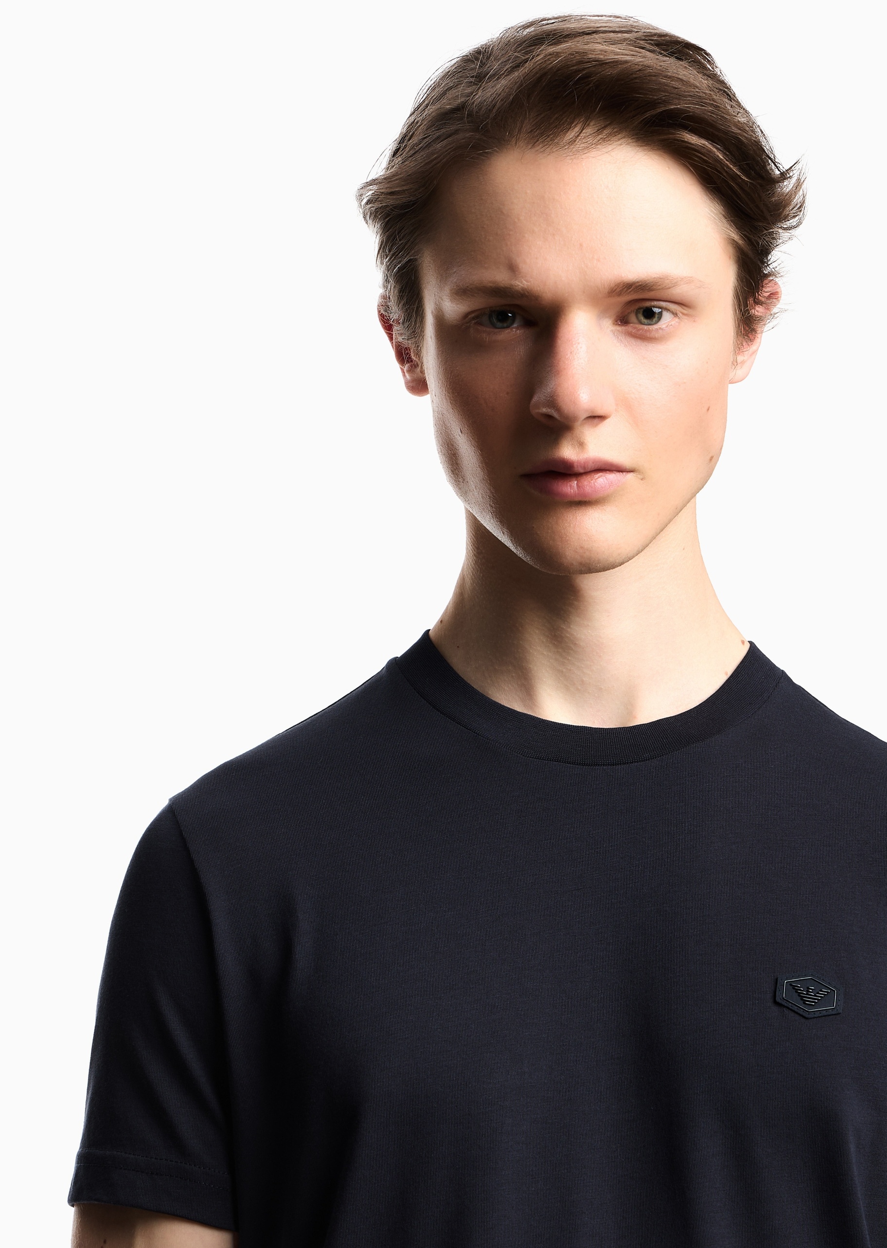 Emporio Armani 男士全棉修身短袖圆领正肩纯色T恤
