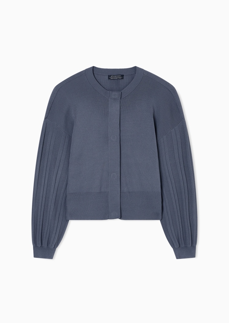 ARMANI EXCHANGE 女士灯笼袖圆领落肩暗门襟针织开衫