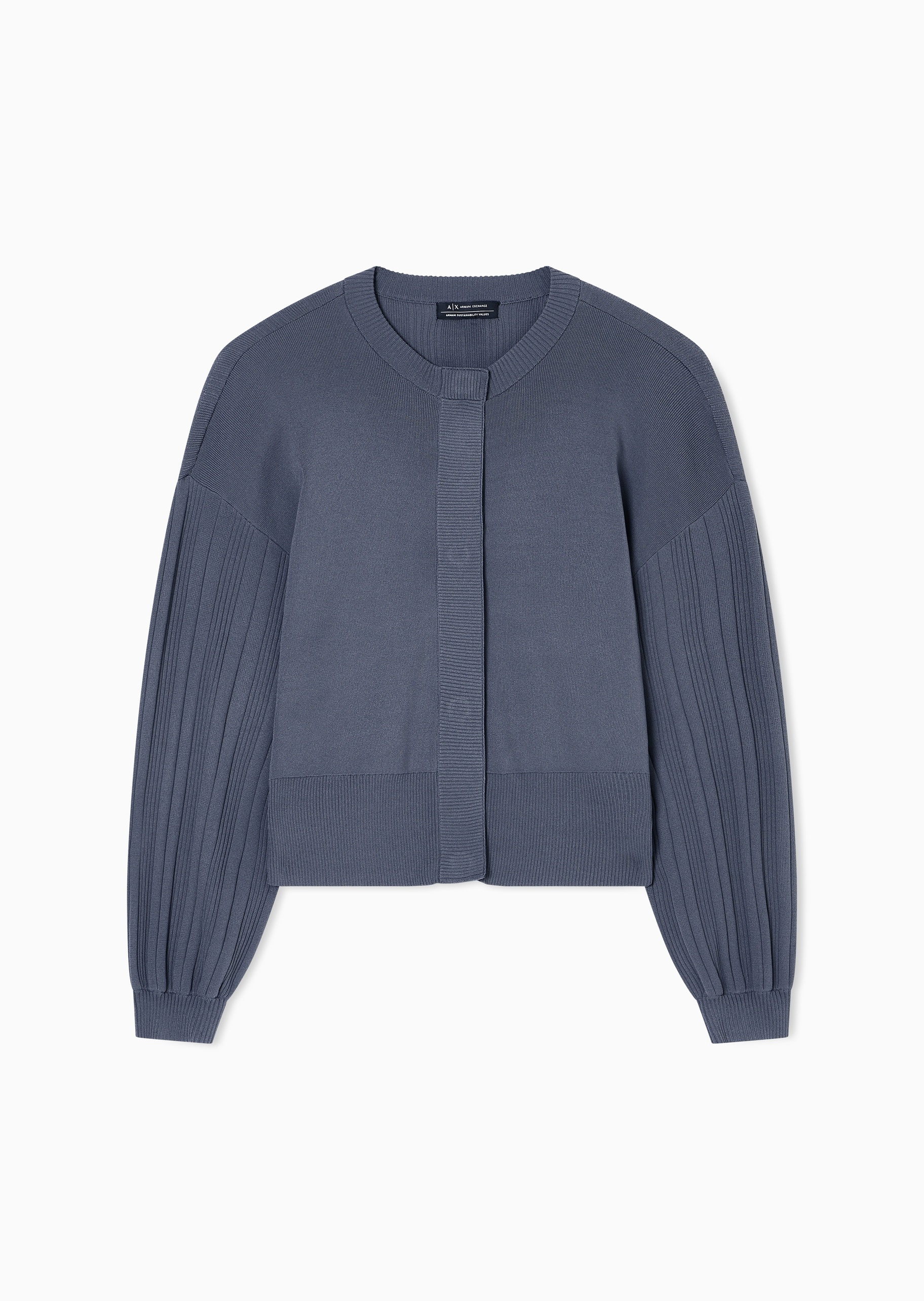 ARMANI EXCHANGE 女士圆领落肩复古灯笼袖针织开衫外套