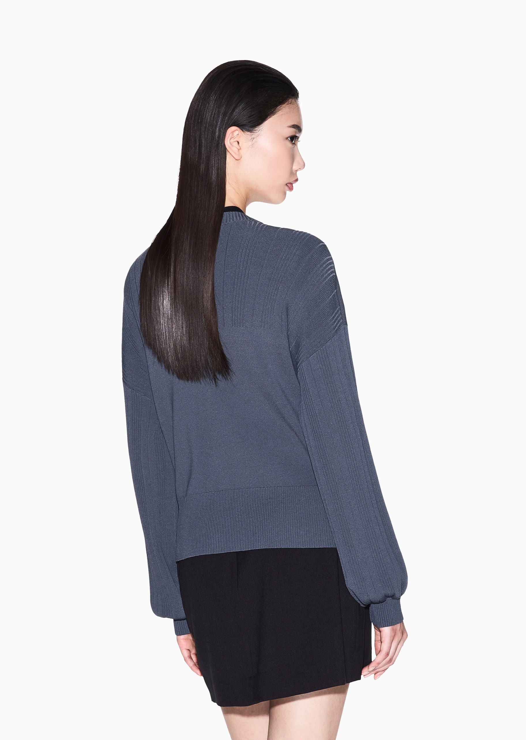 ARMANI EXCHANGE 女士圆领落肩复古灯笼袖针织开衫外套