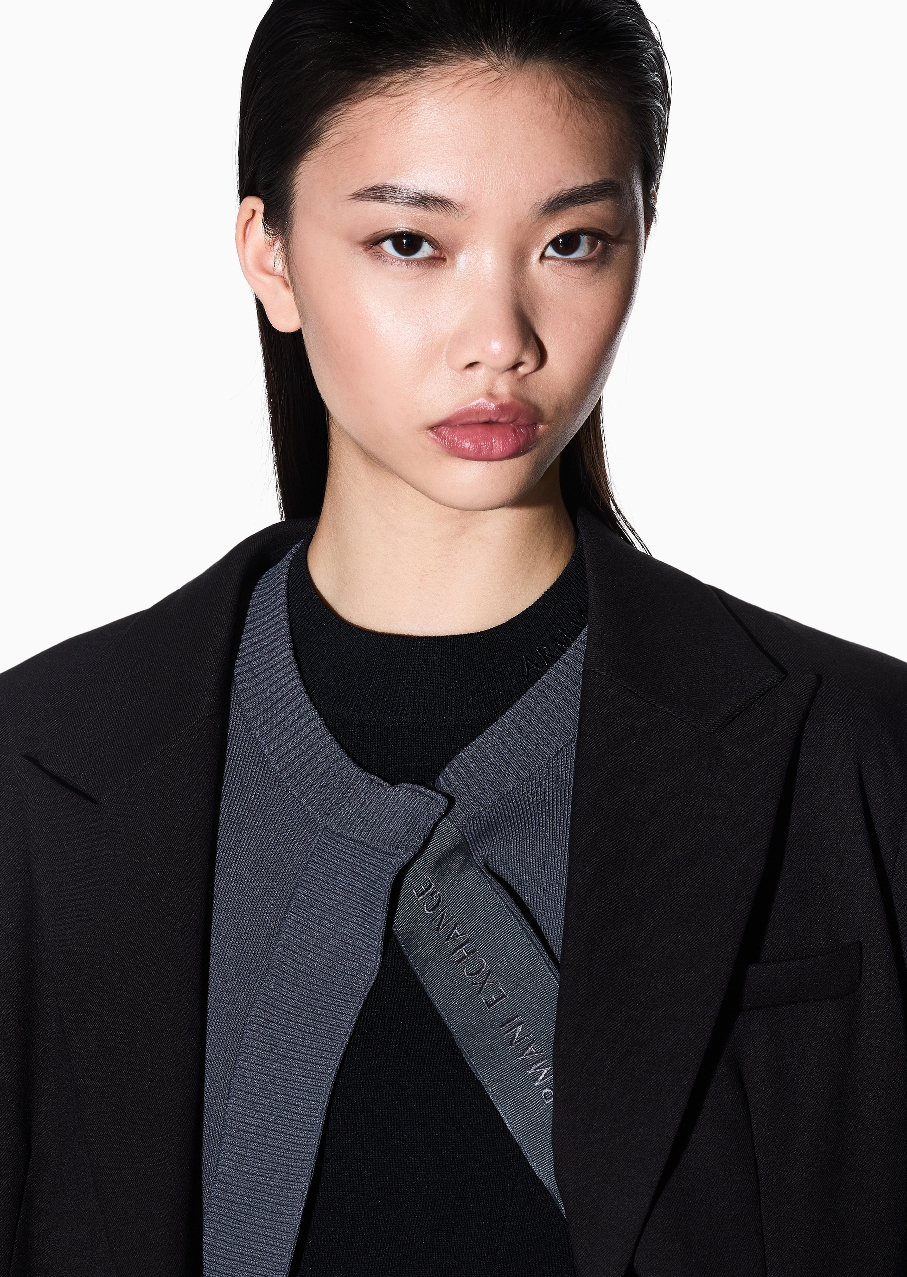 ARMANI EXCHANGE 女士圆领落肩复古灯笼袖针织开衫外套