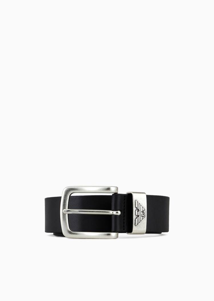 Emporio Armani 男士牛皮革复古老钱风商务针扣腰带皮带