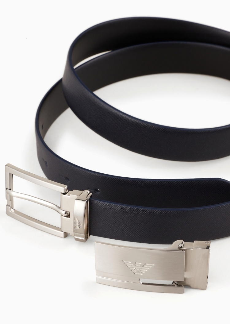 Emporio Armani 男士双面商务通勤可替换扣针扣腰带宽