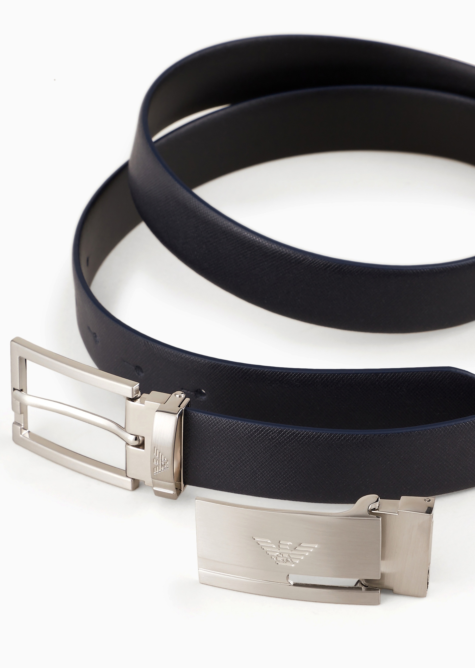 Emporio Armani 男士双面商务通勤可替换扣针扣腰带宽