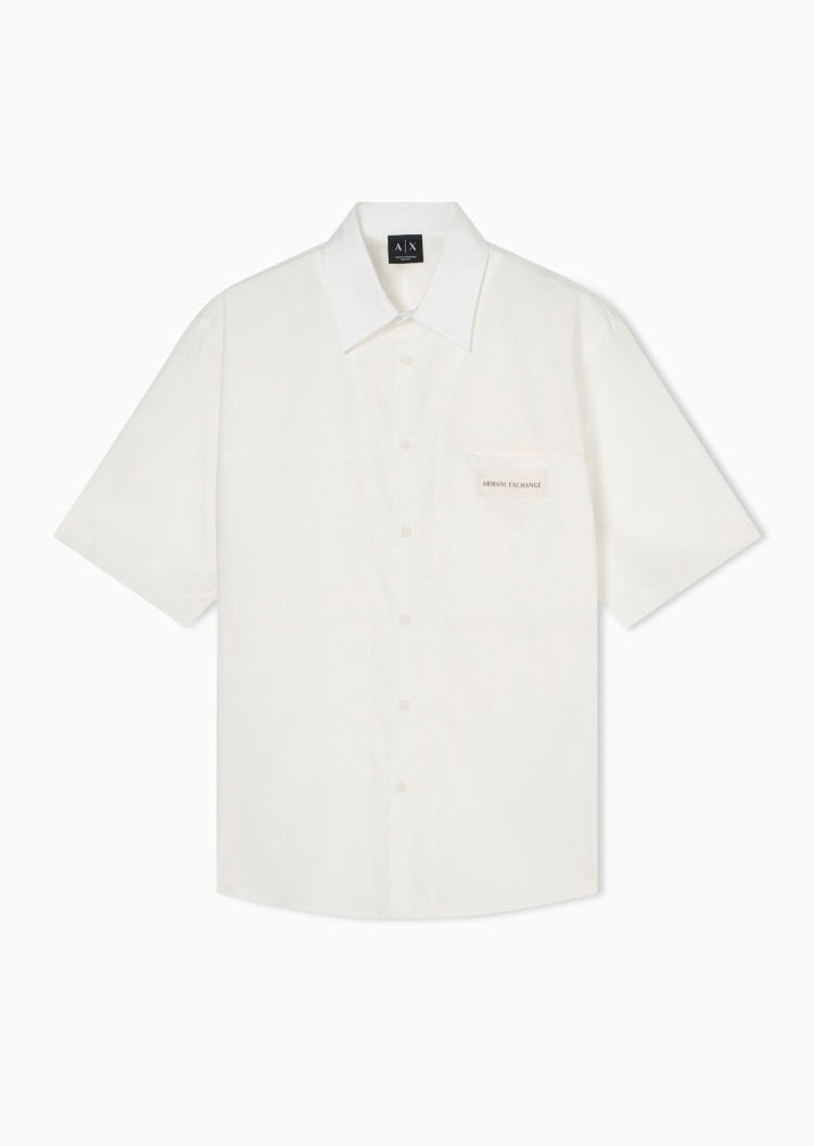 ARMANI EXCHANGE 男士纯棉短袖翻领纽扣休闲都市衬衫