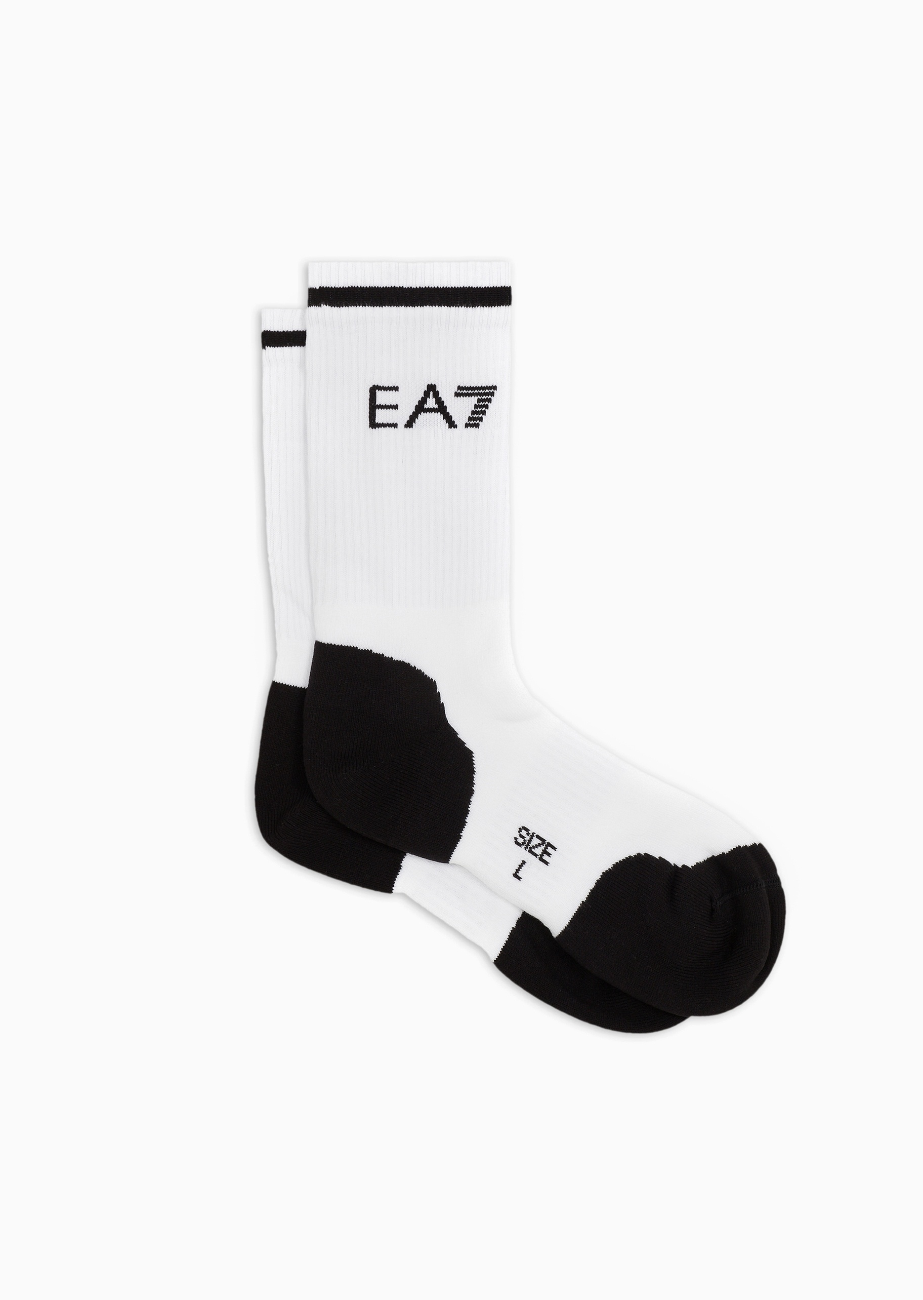 EA7 男女同款棉质弹力中筒撞色提花网球袜子